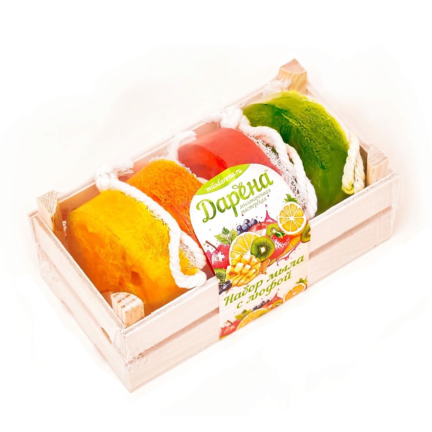 Изображение товара ДАРЁНА МЫЛОВАРЕННАЯ МАСТЕРСКАЯ Набор мыла с люфой №2, Набор мыла с люфой из 4шт