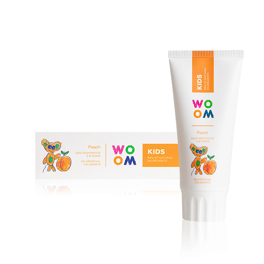 Изображение товара WO OM Детская зубная паста со фтором KIDS со вкусом персика, 1 шт.