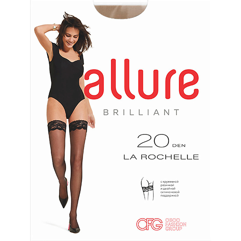 Изображение товара ALLURE Чулки женские 20 ден La Rochelle visone с кружевной резинкой и укрепленным мысом