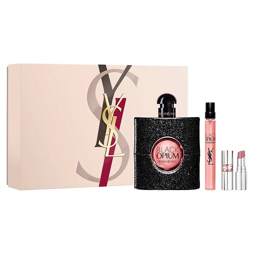Изображение товара YVES SAINT LAURENT Набор Black Opium: Парфюмерная вода + Миниатюра + Помада Loveshine, 90 мл + 10 мл + 1 шт.
