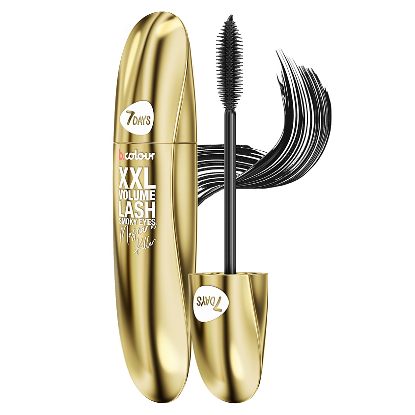 Изображение товара 7DAYS Тушь для ресниц, черная удлиняющая подкручивающая B.COLOUR, 08 BLACK