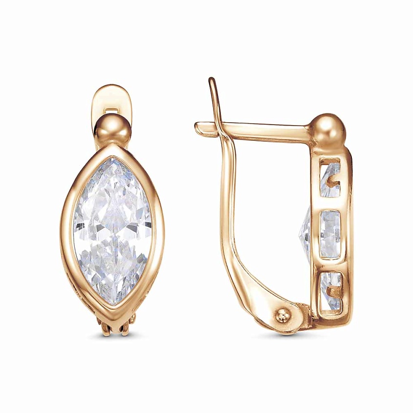 Изображение товара Элегантные женские серьги из латуни с фианитами и золотым покрытием