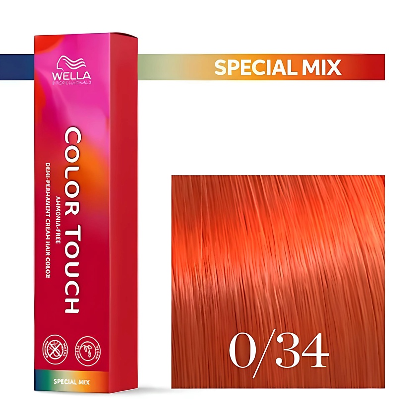 Изображение товара WELLA PROFESSIONALS Оттеночная крем-краска для волос без аммиака Color Touch, 0/34 магический коралл