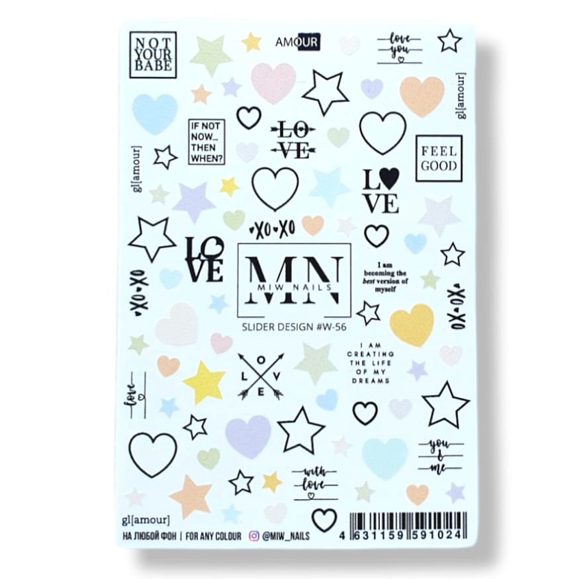Изображение товара MIW NAILS Слайдер дизайн для ногтей сердечки звездочки 1 шт