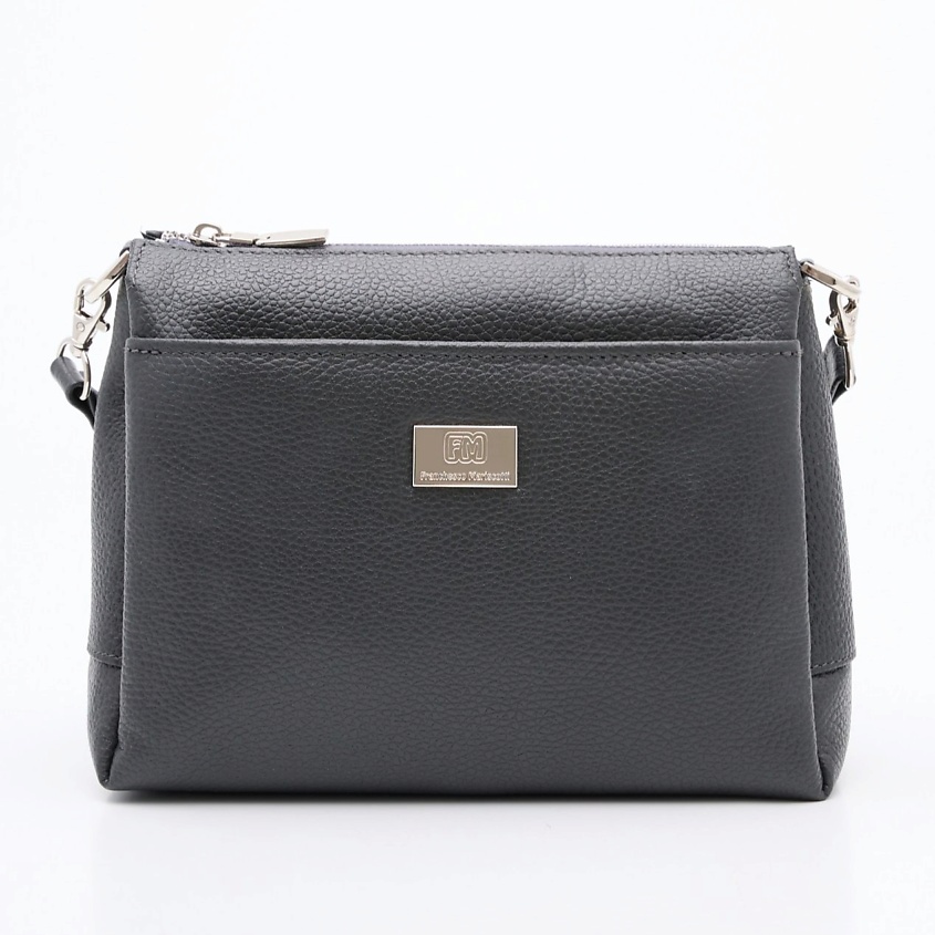 Изображение товара FRANCHESCO MARISCOTTI Сумка женская кожаная кросс-боди на плечо, цвет: Серый, размер: 24*18*8 см