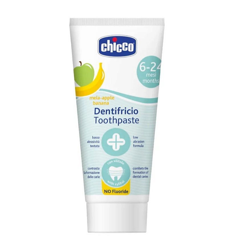 Изображение товара Детская зубная паста Chicco яблоко-банан 50 мл безопасная для малышей