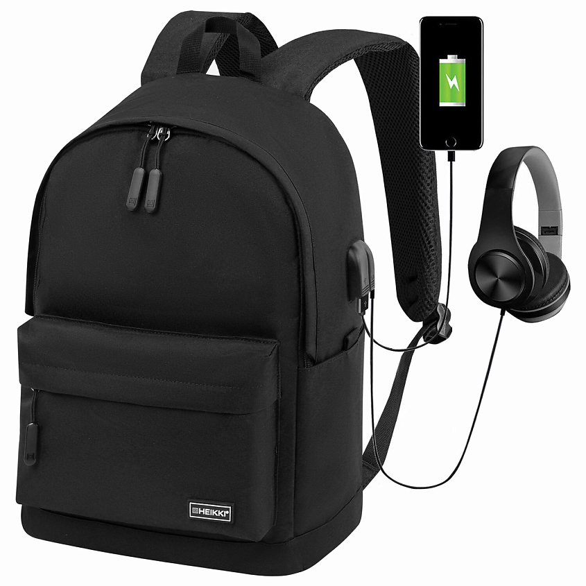 Изображение товара Рюкзак HEIKKI ACTIVE с отделением для ноутбука и USB-портом черный