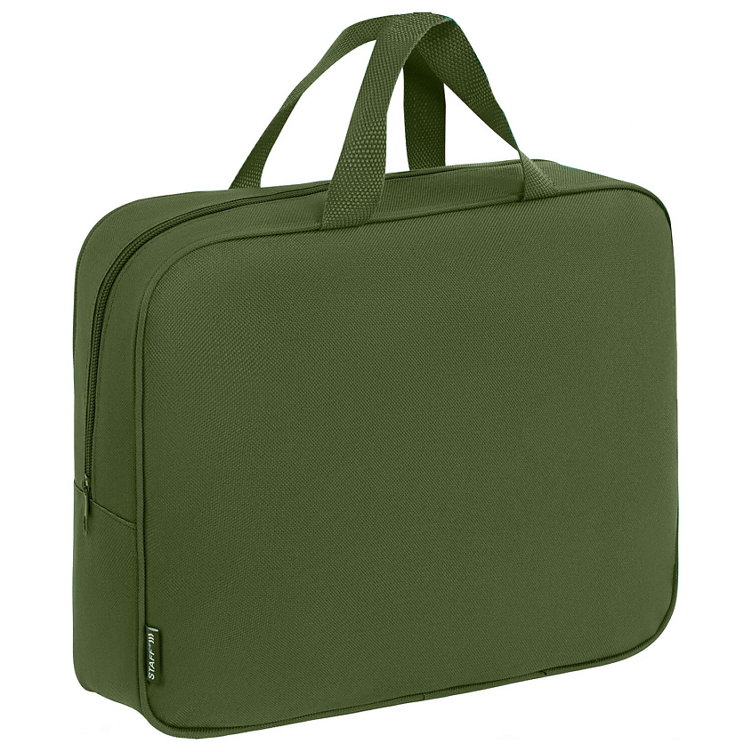 Изображение товара STAFF Папка на молнии с ручками A4 Хаки 80мм, Зеленый