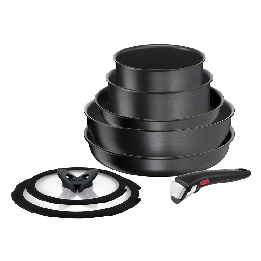 Изображение товара TEFAL Набор посуды Daily Chef Black 8 предметов с съемной ручкой для духовки и хранения