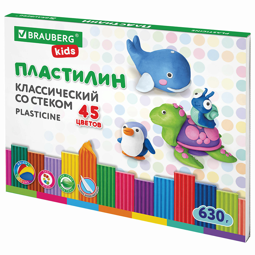 Изображение товара BRAUBERG Пластилин классический KIDS, 45 цв.