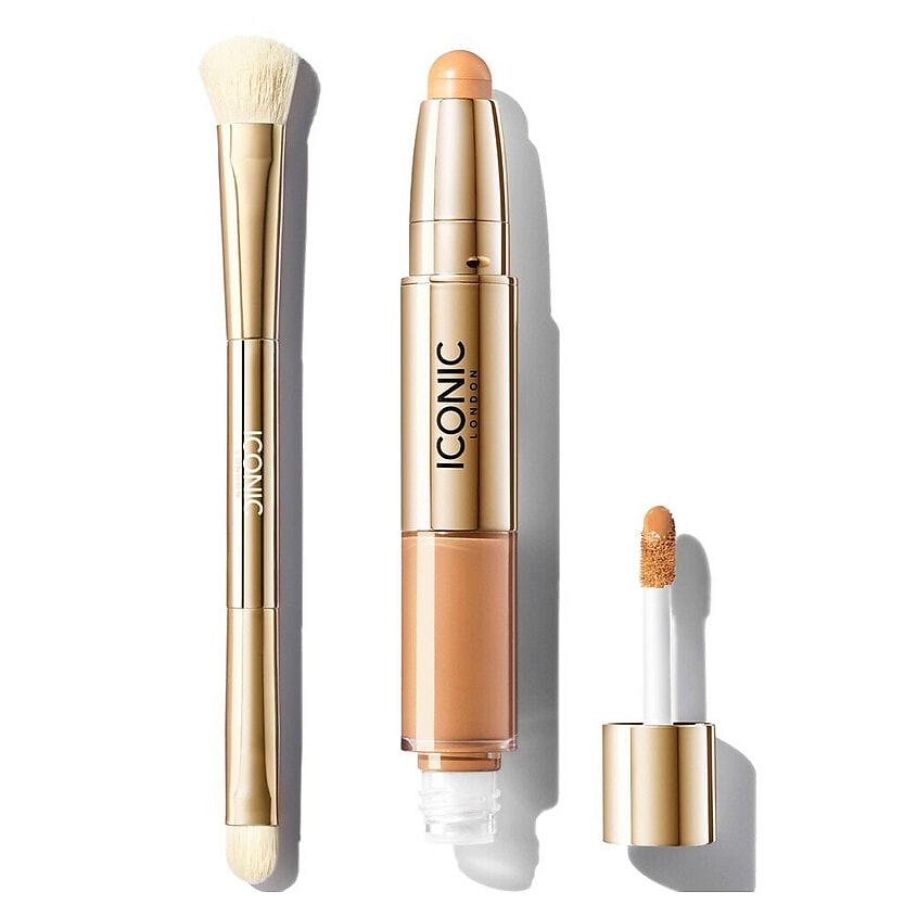 Изображение товара ICONIC LONDON Набор: Консилер Radiant + Кисть для консилера Concealer Duo Brush, Golden Medium