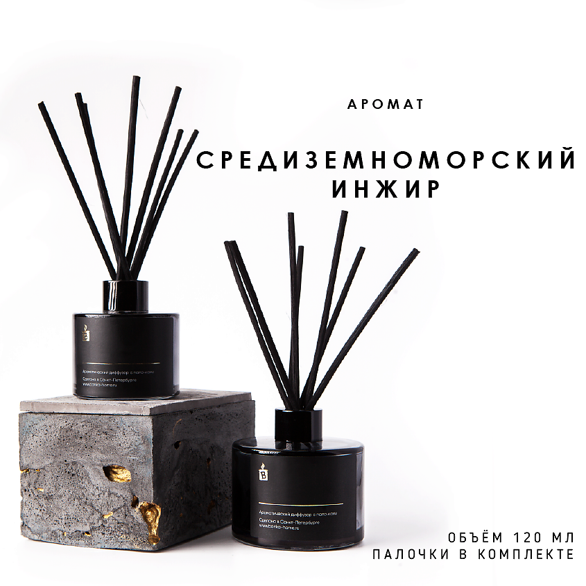 Изображение товара BANKA HOME Ароматический диффузор в сером флаконе "Средиземноморский инжир", 120 мл