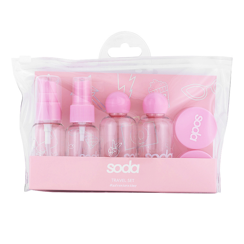 Изображение товара SODA Набор для путешествий #adventuretime, 4 бутылки, 2 банки, лопаточка, косметичка