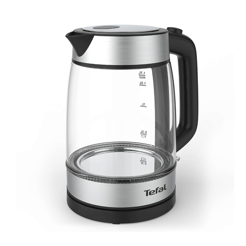 Изображение товара TEFAL Чайник электрический KI700830, стеклянный с подсветкой 1,7 л, с индикатором уровня воды, автоотключением и блокировкой включения без воды, 2200 Вт