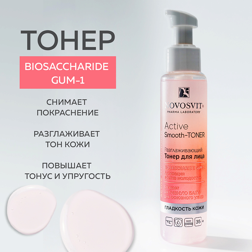 Изображение товара NOVOSVIT Разглаживающий Тонер для лица «Active Smooth-Toner», 100 мл