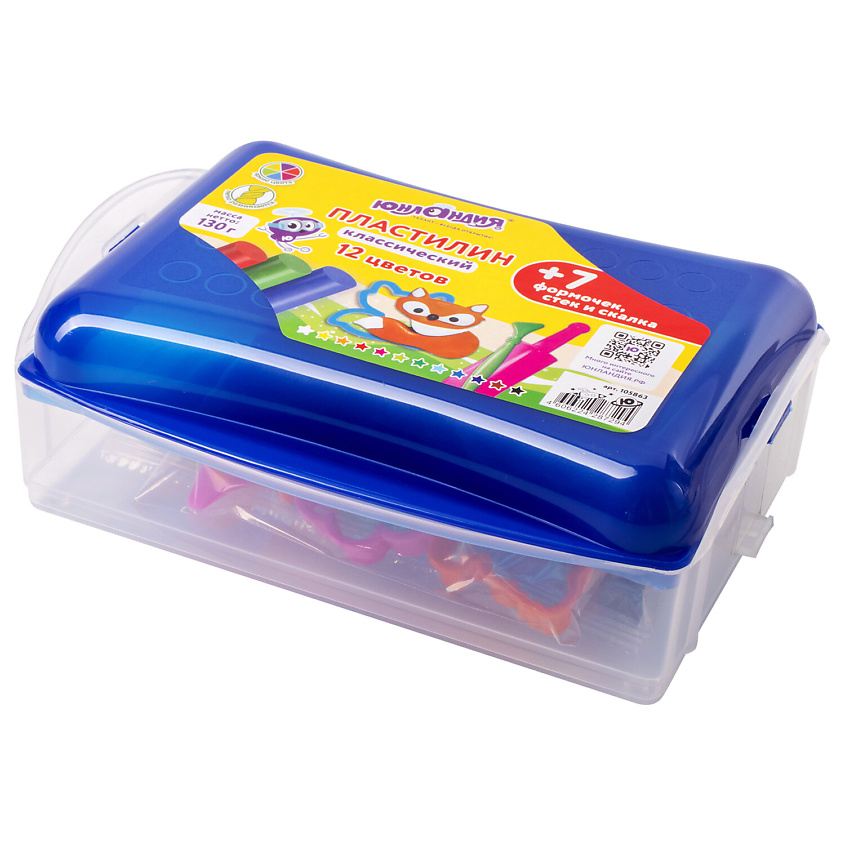 Изображение товара ЮНЛАНДИЯ Пластилин в боксе Юнландик в зоопарке, 12 цветов, 130 г, скалка, стек, 7 формочек