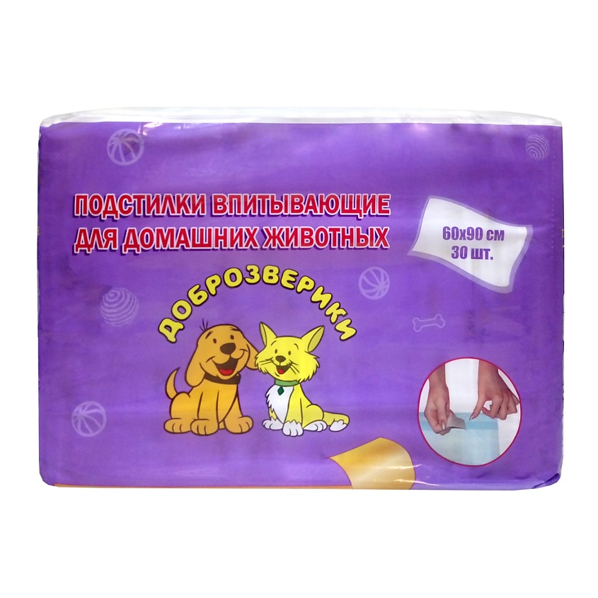 Изображение товара Впитывающие подстилки для животных Доброзверики 60х40 см 30 шт