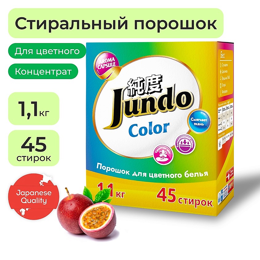 Изображение товара JUNDO Premium Порошок для цветного белья с кондиционером 1100 г Aroma Capsule 2 в 1