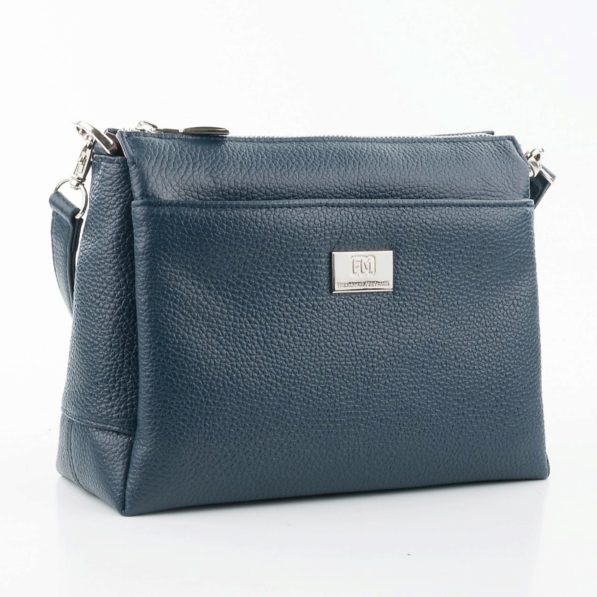 Изображение товара FRANCHESCO MARISCOTTI Сумка женская кожаная кросс-боди на плечо, цвет: Синий, размер: 24*18*8 см