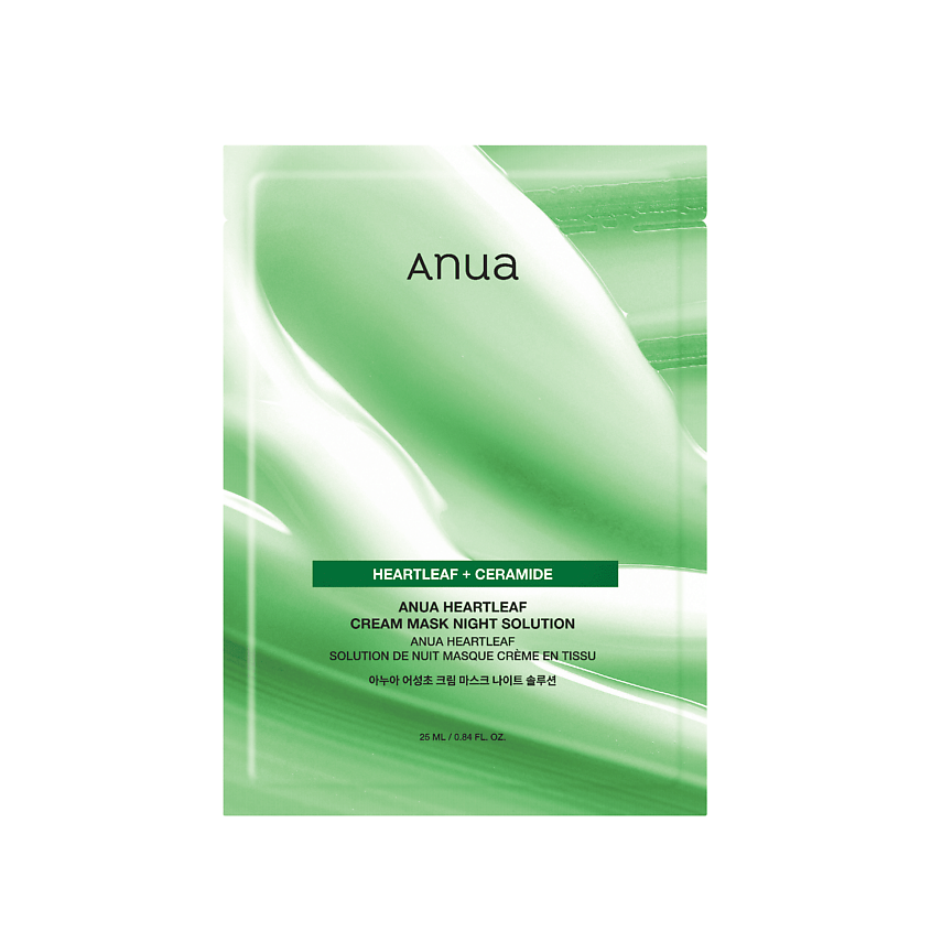 Изображение товара ANUA Тканевая ночная крем-маска с экстрактом хауттюйнии HEARTLEAF CREAM MASK NIGHT SOLUTION, 1 шт.