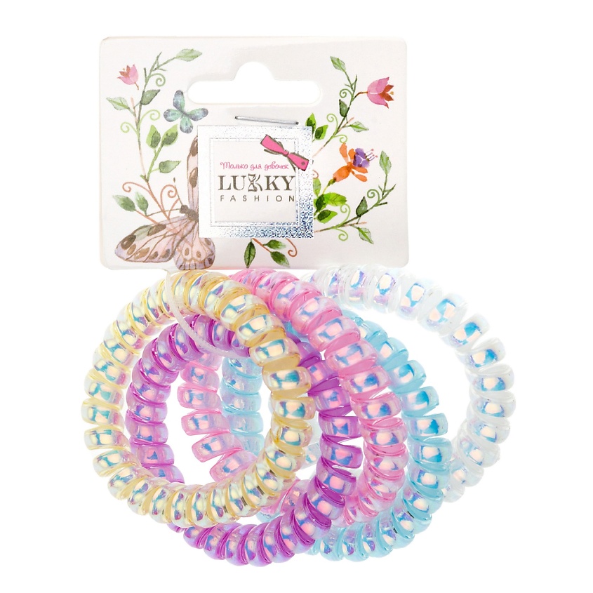 Изображение товара Спиральные резинки для волос LUKKY Перламутр, набор 5 штук, стильные и надежные