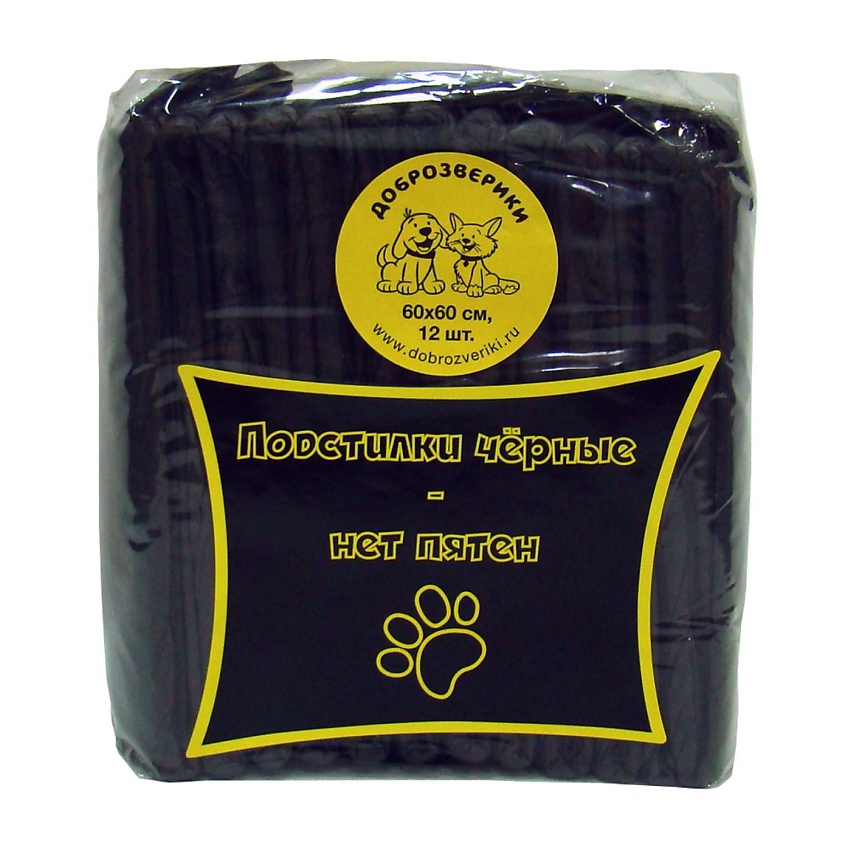 Изображение товара ДОБРОЗВЕРИКИ Пеленки одноразовые впитывающие для животных, с суперабсорбентом, 60х60 см, 12 шт