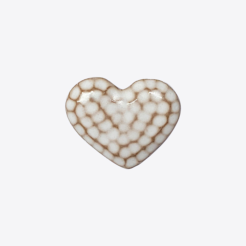 Изображение товара LA PALME ARTISAN CERAMICA Брошь-значок из керамики Сердце Снежное Б, Бежевый
