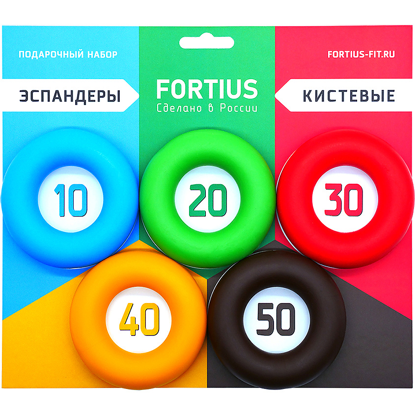 Изображение товара FORTIUS Набор кистевых эспандеров 10-50 кг на подложке
