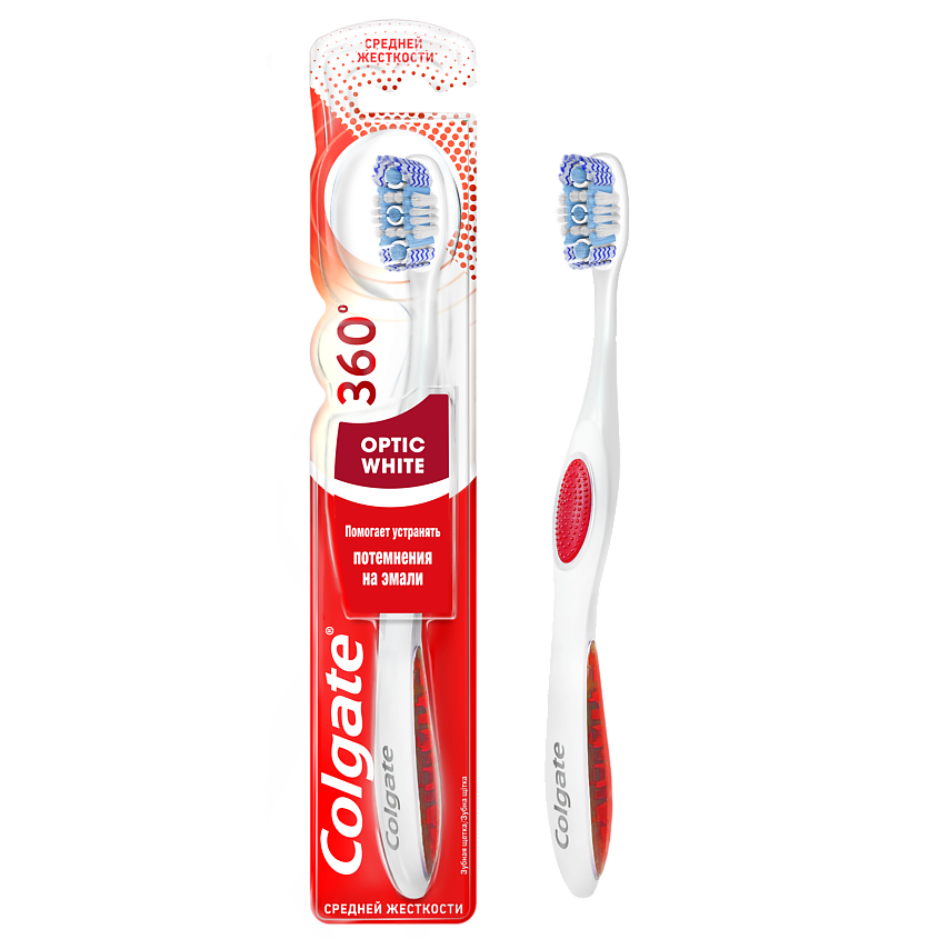Изображение товара Зубная щетка COLGATE 360 OPTIC WHITE средняя для отбеливания и гигиены рта
