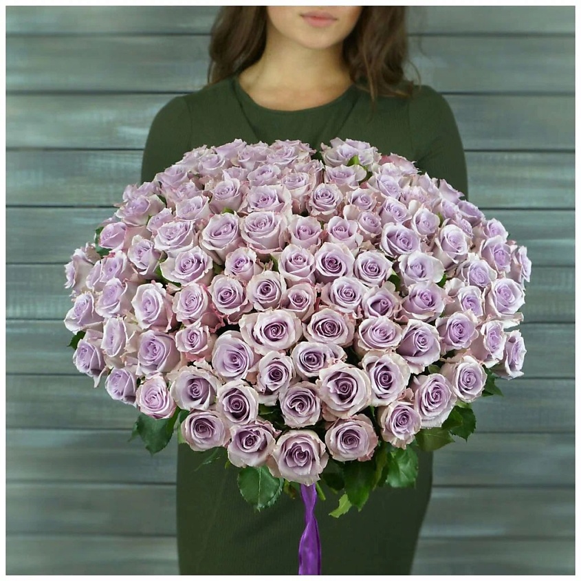 Изображение товара Букет 101 сиреневая роза из Кении 40 см оригинальный подарок