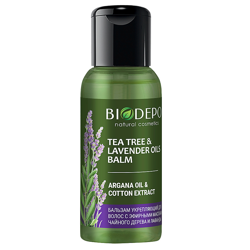 Изображение товара BIODEPO Бальзам для волос укрепляющий с эфирными маслами чайного дерева и лаванды Tea Tree and Lavender Essential Oils, 50 мл