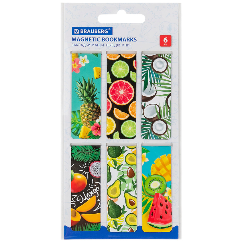 Изображение товара BRAUBERG Закладки для книг магнитные FRUITS, Комбинированный