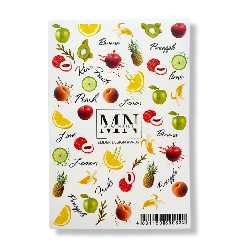 Изображение товара Слайдер дизайн для ногтей MIW NAILS фруктовые и мультяшные мотивы 1 шт