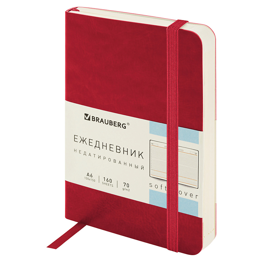 Изображение товара BRAUBERG Ежедневник недатированный А6 Metropolis Ultra, Красный