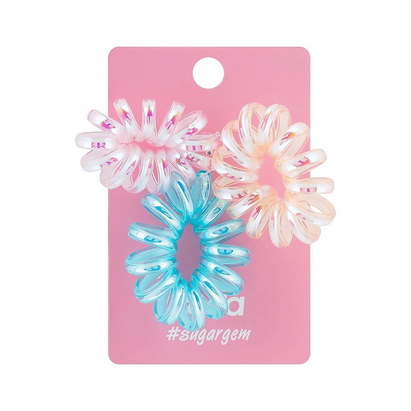 Изображение товара SODA Резинки для волос HOLOGRAPHIC SPIRAL #sugargem, 3 шт.