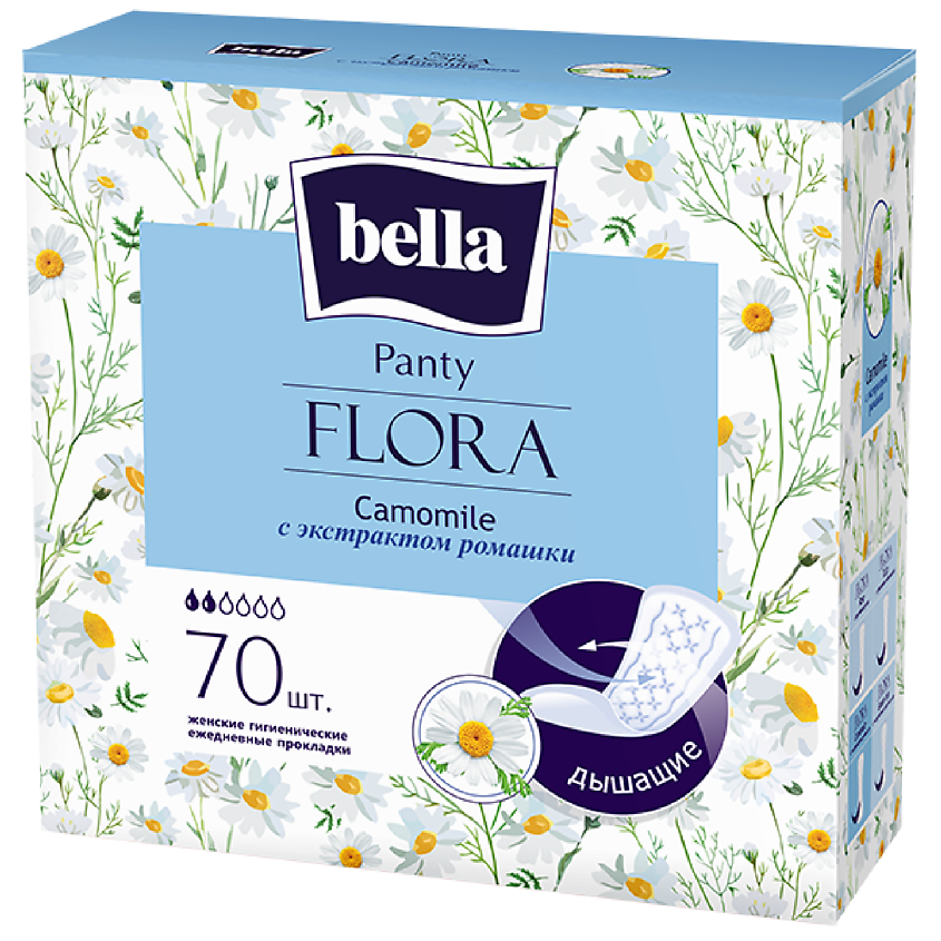 Изображение товара BELLA Прокладки ежедневные Panty FLORA Camomile, 70 шт.