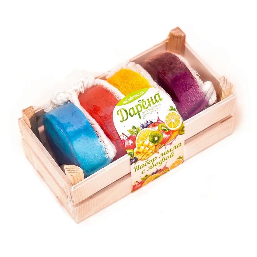 Изображение товара ДАРЁНА МЫЛОВАРЕННАЯ МАСТЕРСКАЯ Набор мыла с люфой №3, Набор мыла с люфой из 4шт