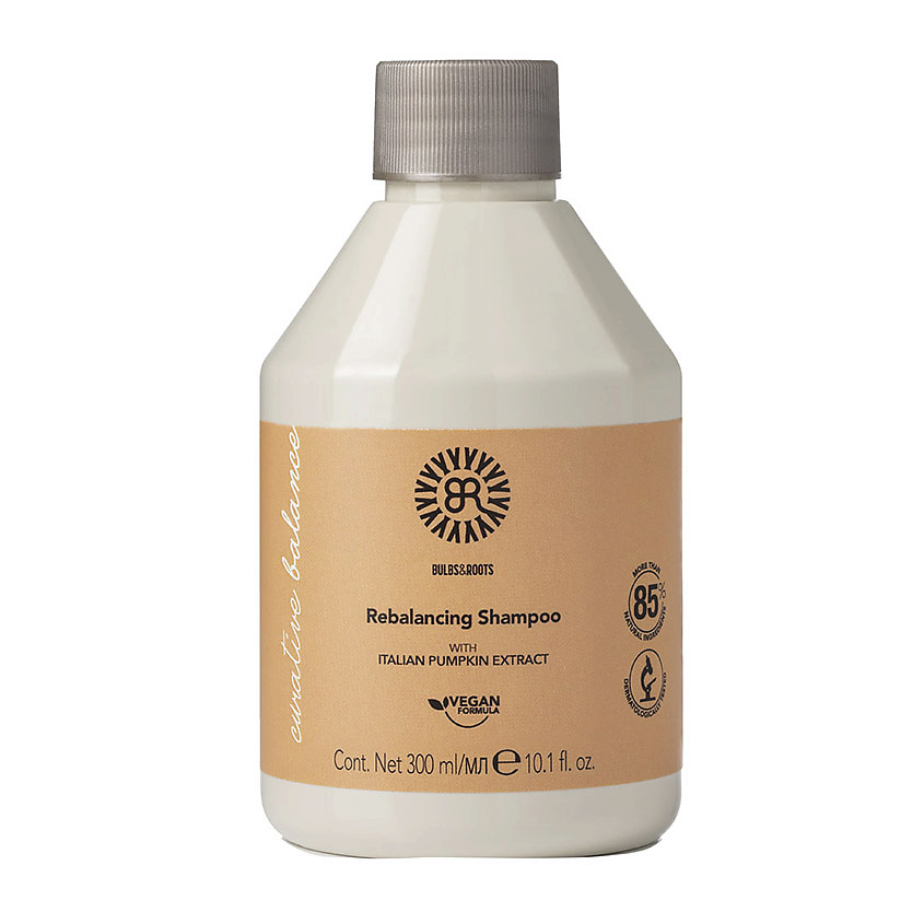 Изображение товара BULBS&ROOTS Шампунь для жирных волос с экстрактом тыквы, веган Rebalancing, 300 мл