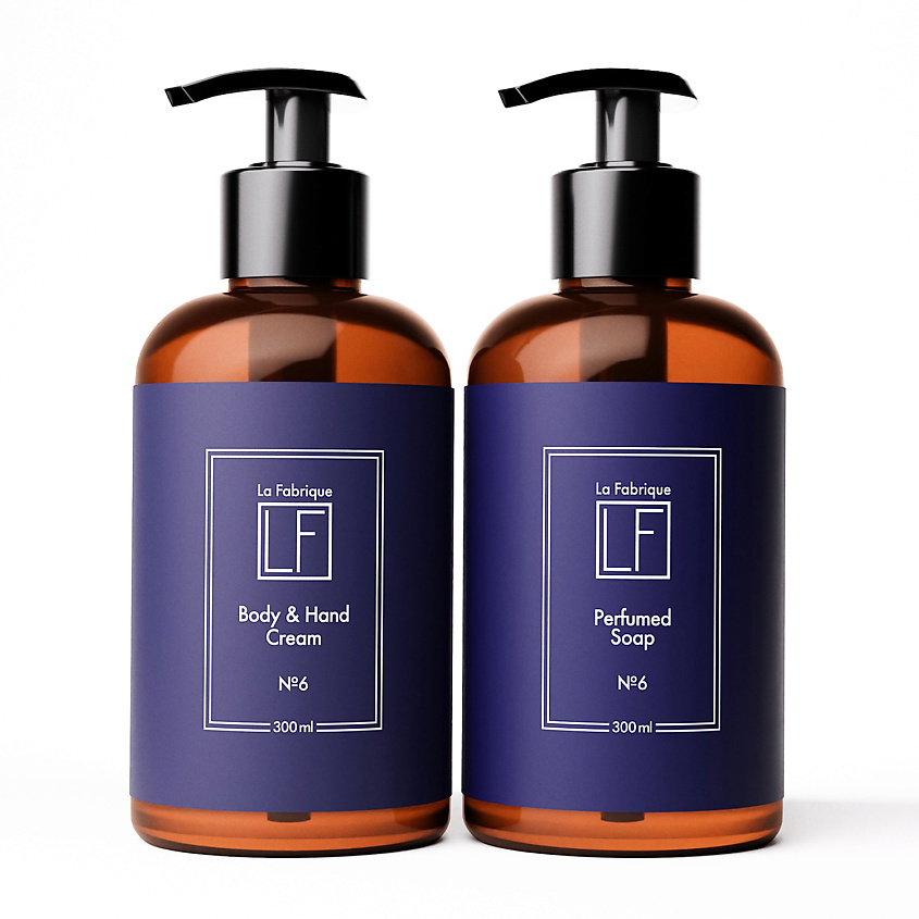 Изображение товара LA FABRIQUE Подарочный набор жидкое мыло и крем для рук №6 "Черная амбра и слива", 2 шт.