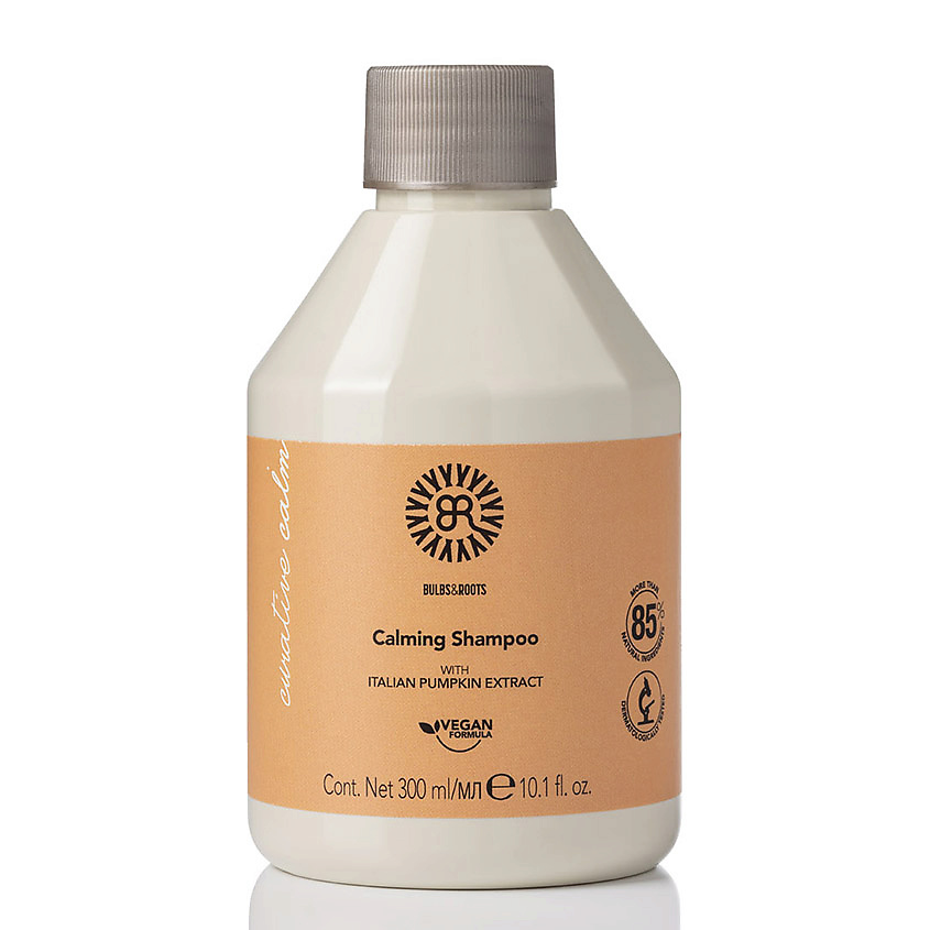 Изображение товара BULBS&ROOTS Шампунь успокаивающий для сухой и чувствительной кожи головы с экстрактом тыквы, веган Calming, 300 мл