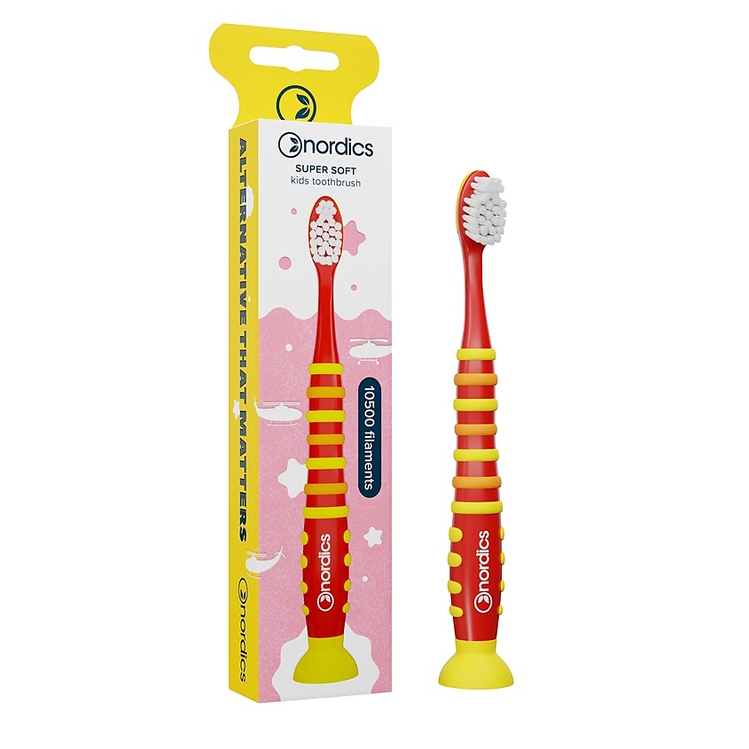 Изображение товара NORDICS Зубная щетка детская очень мягкая желтая Super Soft Kids Toothbrush, 1 шт.