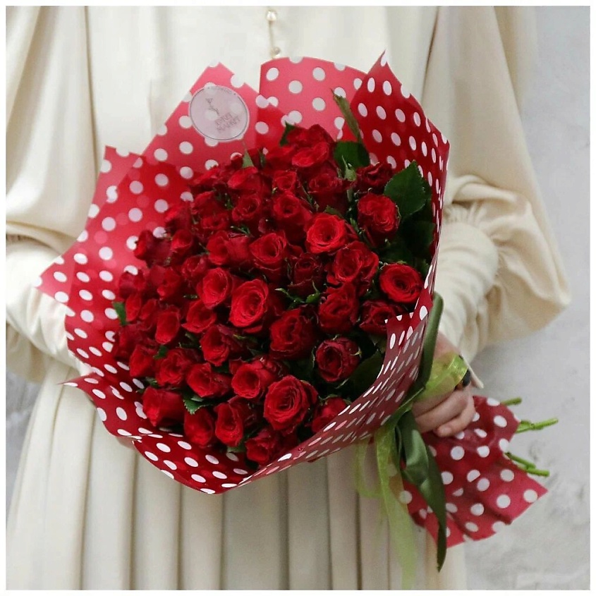 Изображение товара БУКЕТ МАРКЕТ ДАРИТЕ С УДОВОЛЬСТВИЕМ Букет из 51 розы - Жаркий поцелуй Кения 40 см., 1шт.