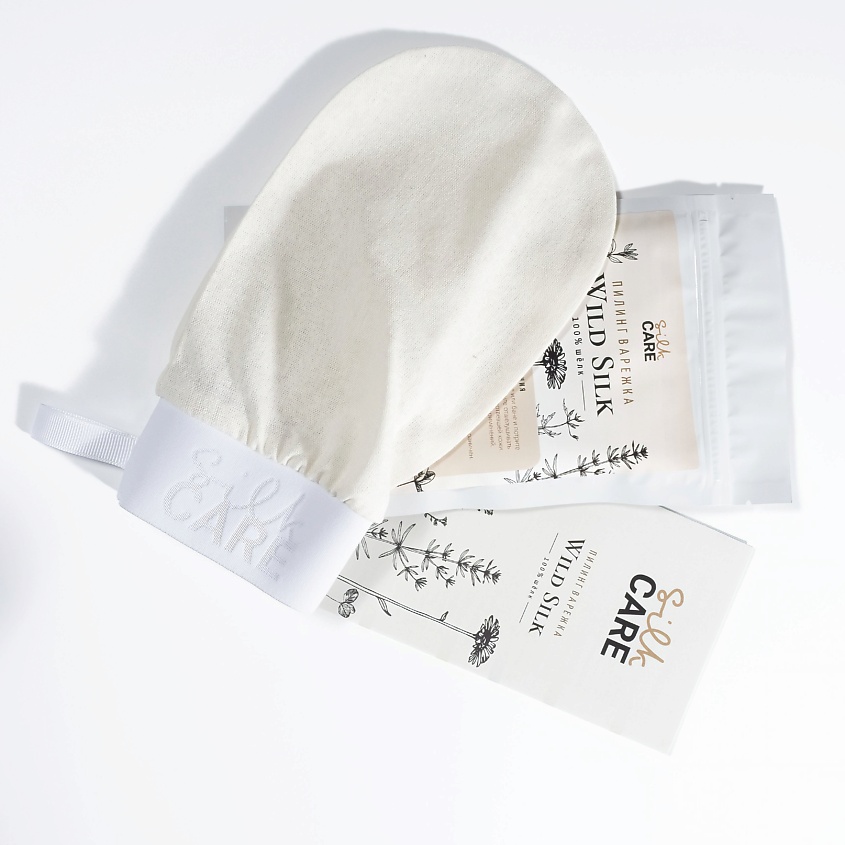 Изображение товара SILK CARE Шелковая варежка для пилинга Wild Silk в практичной упаковке, 1 цвет натуральный дойпак