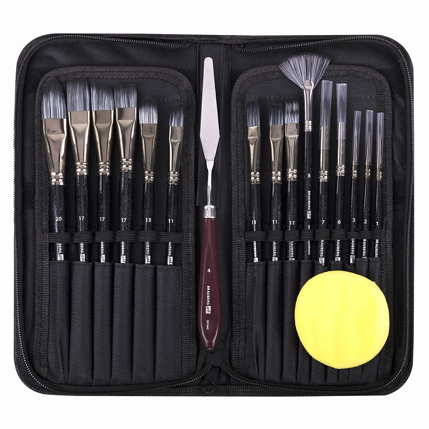 Изображение товара Набор художественных кистей BRAUBERG ART DEBUT 15 шт + мастихин в пенале