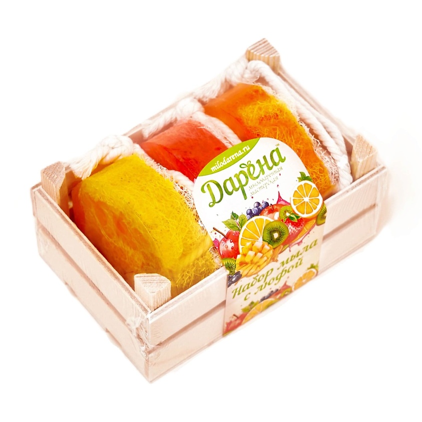 Изображение товара Набор мыла с люфой из 3 штук No1 прозрачный - натуральное ручное мыло для тела и ухода за кожей