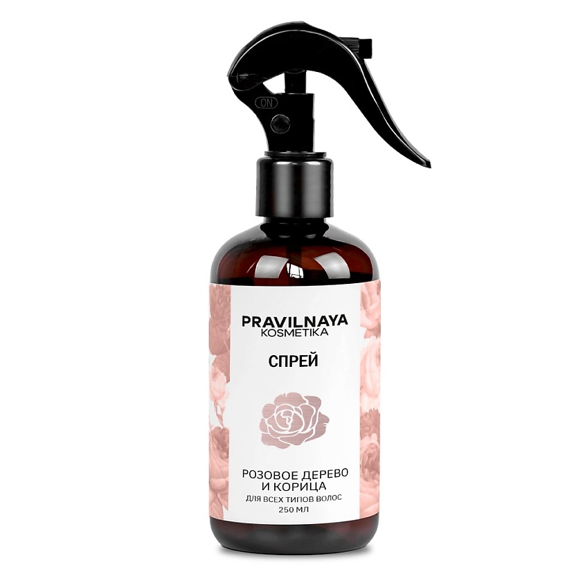 Изображение товара P+K PRAVILNAYA KOSMETIKA Несмываемый термозащитный спрей для волос Розовое дерево & Корица, 250 мл