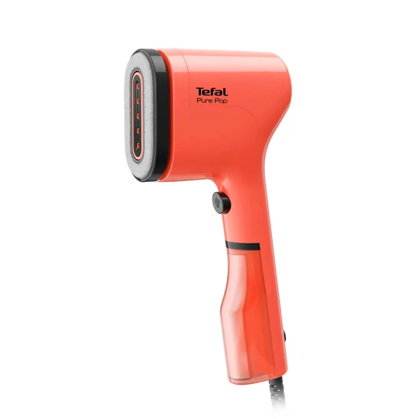Изображение товара TEFAL Ручной вертикальный отпариватель Pure Pop, с двухсторонней насадкой для деликатных тканей и быстрым нагревом, 1300 Вт, красный