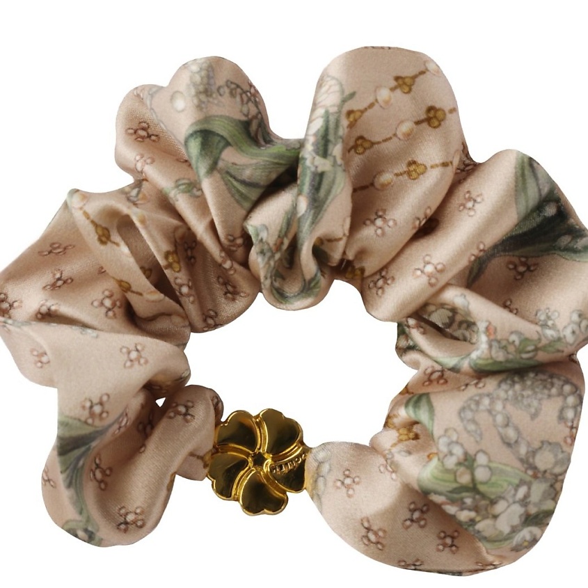Изображение товара Шелковая резинка для волос МOLLEN Ландыши натуральный шелк стильный аксессуар