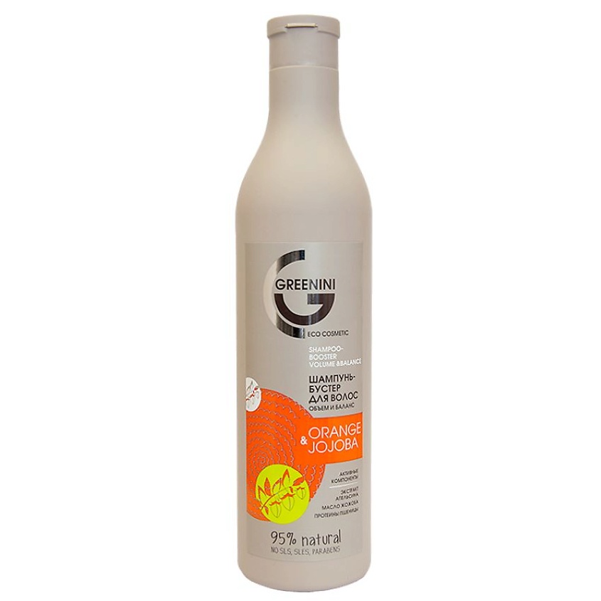 Изображение товара GREENINI Шампунь-бустер для волос Orange&Jojoba Объем и баланс, 200 мл