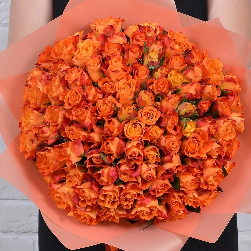 Изображение товара STUDIO FLORISTIC Роза Кения оранжевая 101шт, 1 шт.